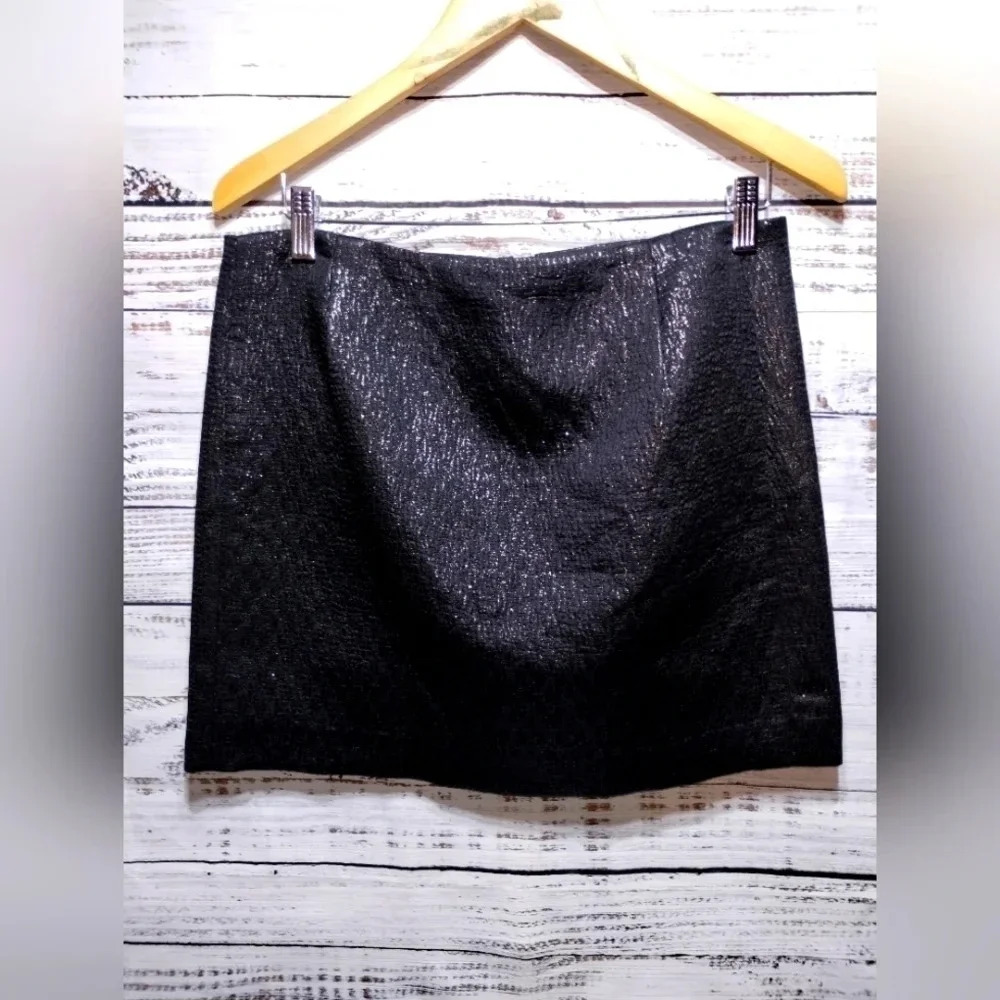 J. Crew Cotton Silk Black Metallic Mini Skirt Work‎ Date Dressy size 6